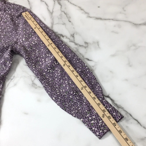 Susan Bristol Purple Animal Print Button Front Silk Shirt‎ Womens 8 Long Sleeve - Picture 10 of 11